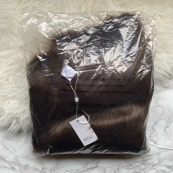 Badgley Mischka Faux Mink Stole Shawl NWT Brown  - Picture 6 of 8